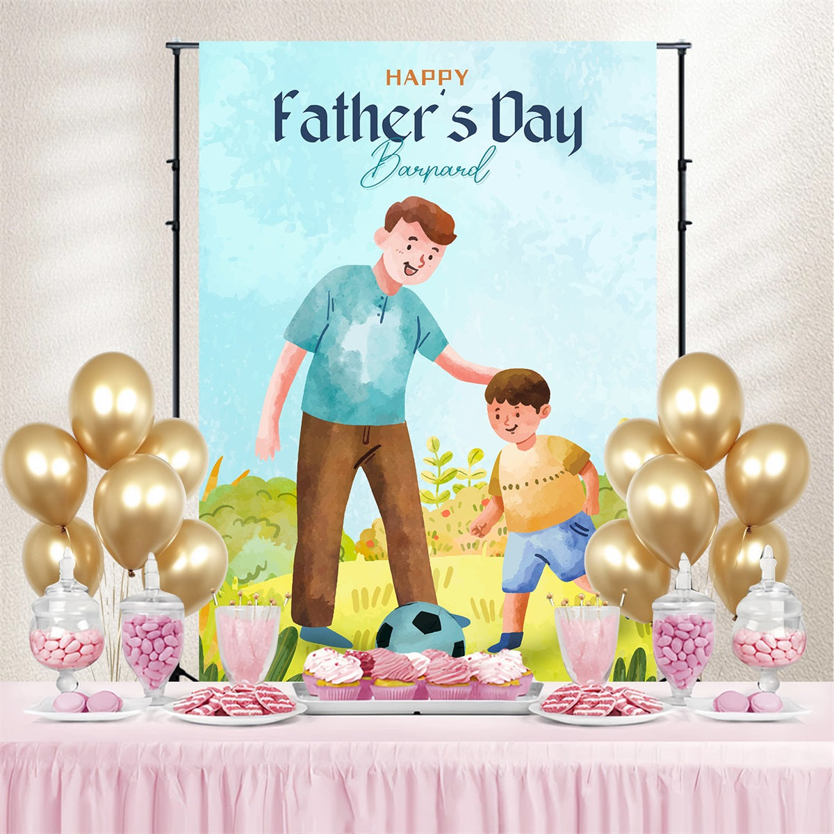 Vatertags-Hintergrund Vater-Sohn-Fußballspiel Individueller Hintergrund LXX4-55