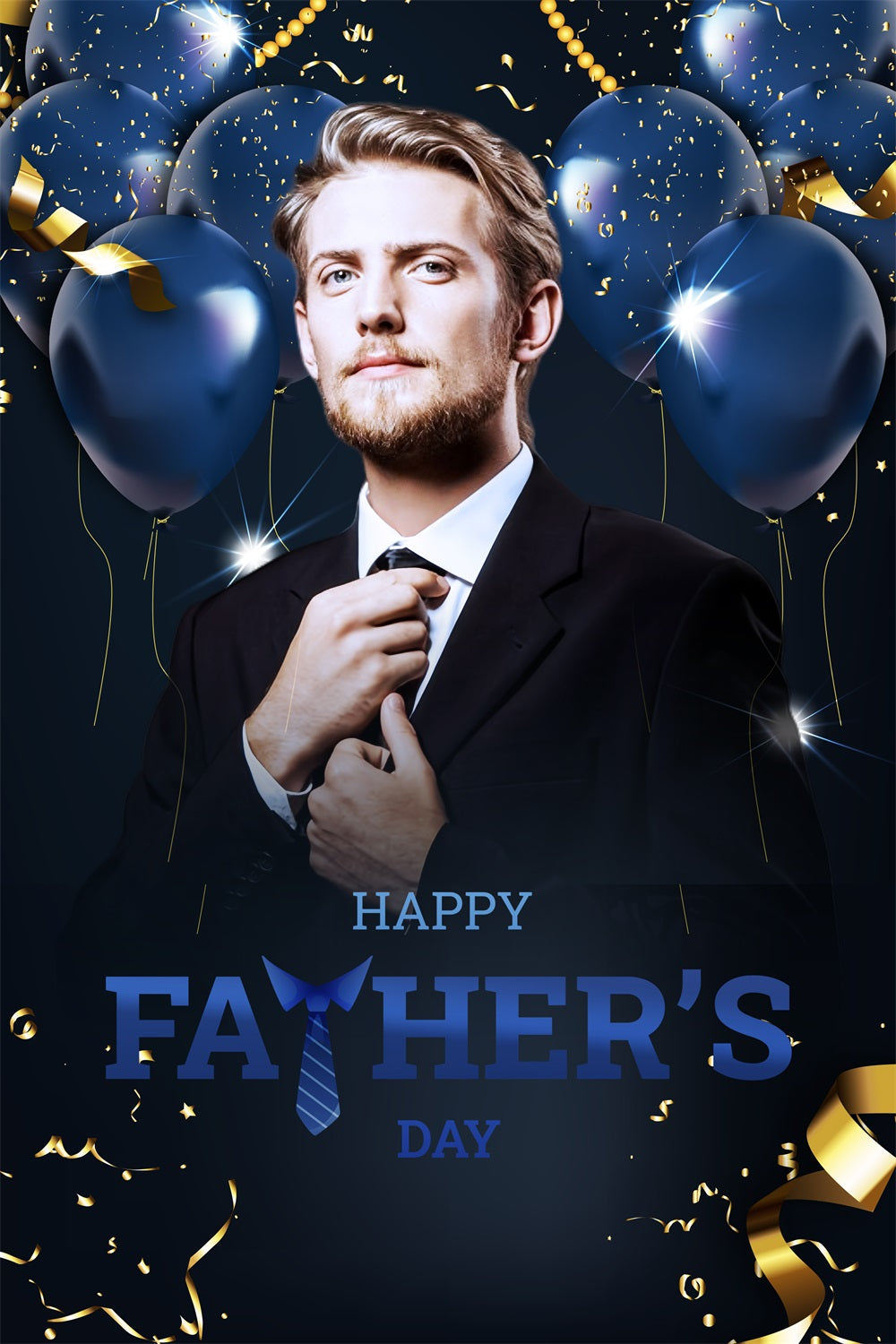 Vatertag Fotokulisse Blaue Konfetti-Ballons Personalisierte Kulisse LXX4-62