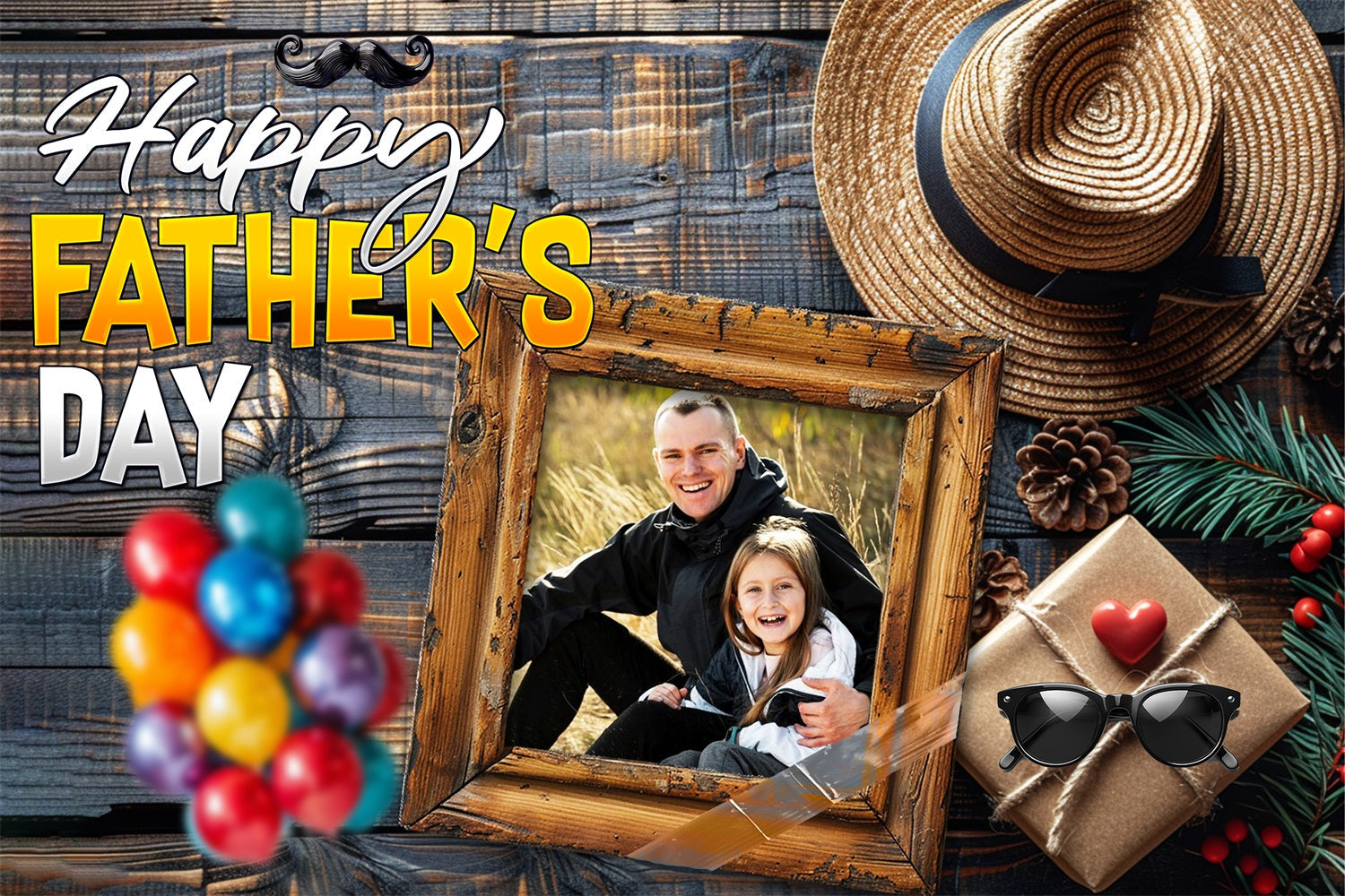 Backdrops für den Vatertag Rustikaler Holzrahmen Individueller Hintergrund LXX4-72