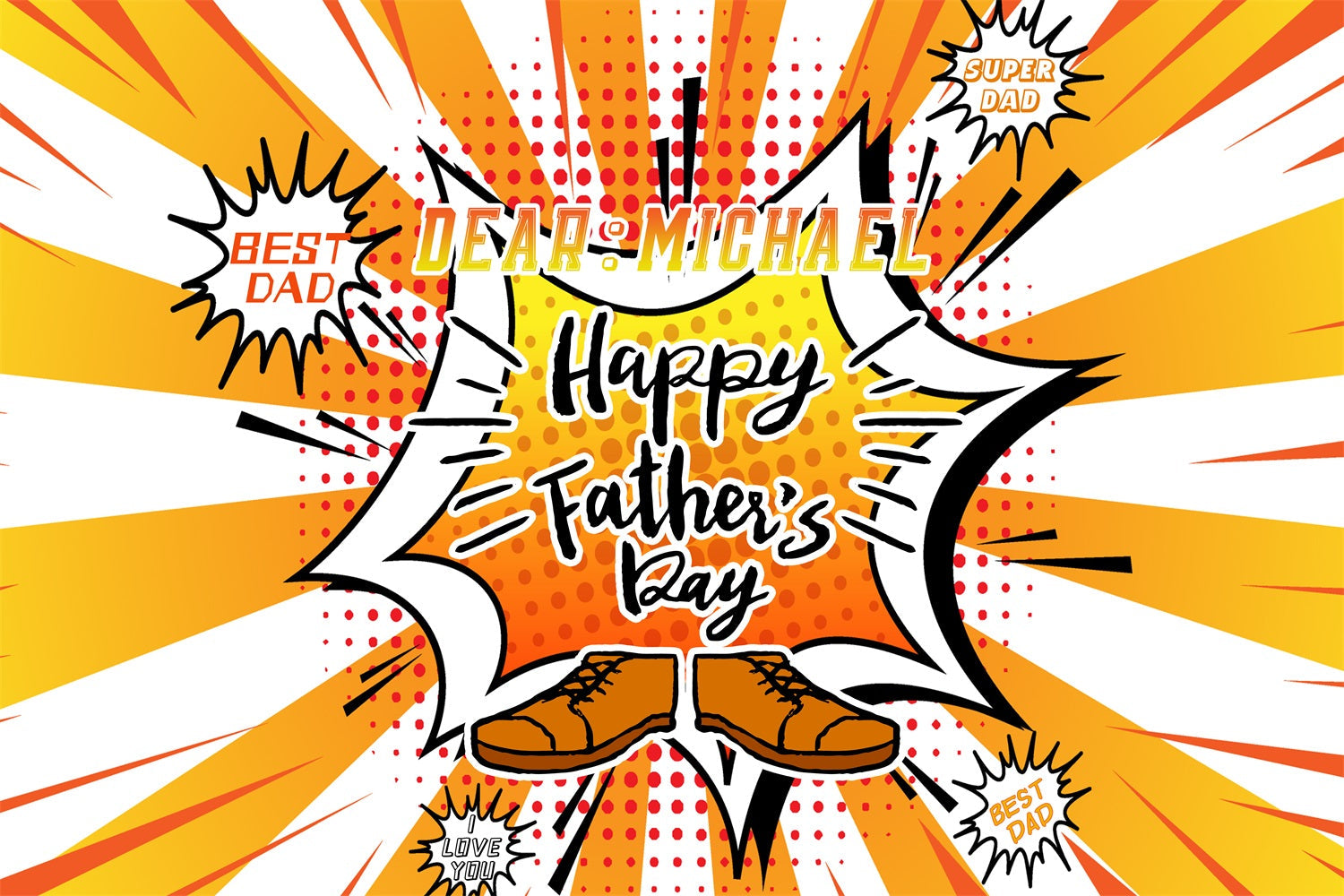 Happy Father's Day Fotokulisse Pop Art Explosion Personalisierte Kulisse LXX4-82