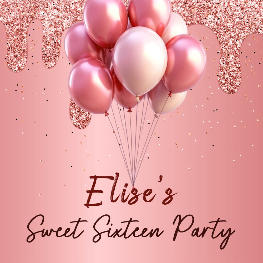Personalisierte Geburtstagskulissen Rosa Sweet Sixteen Kulisse LXX5-103