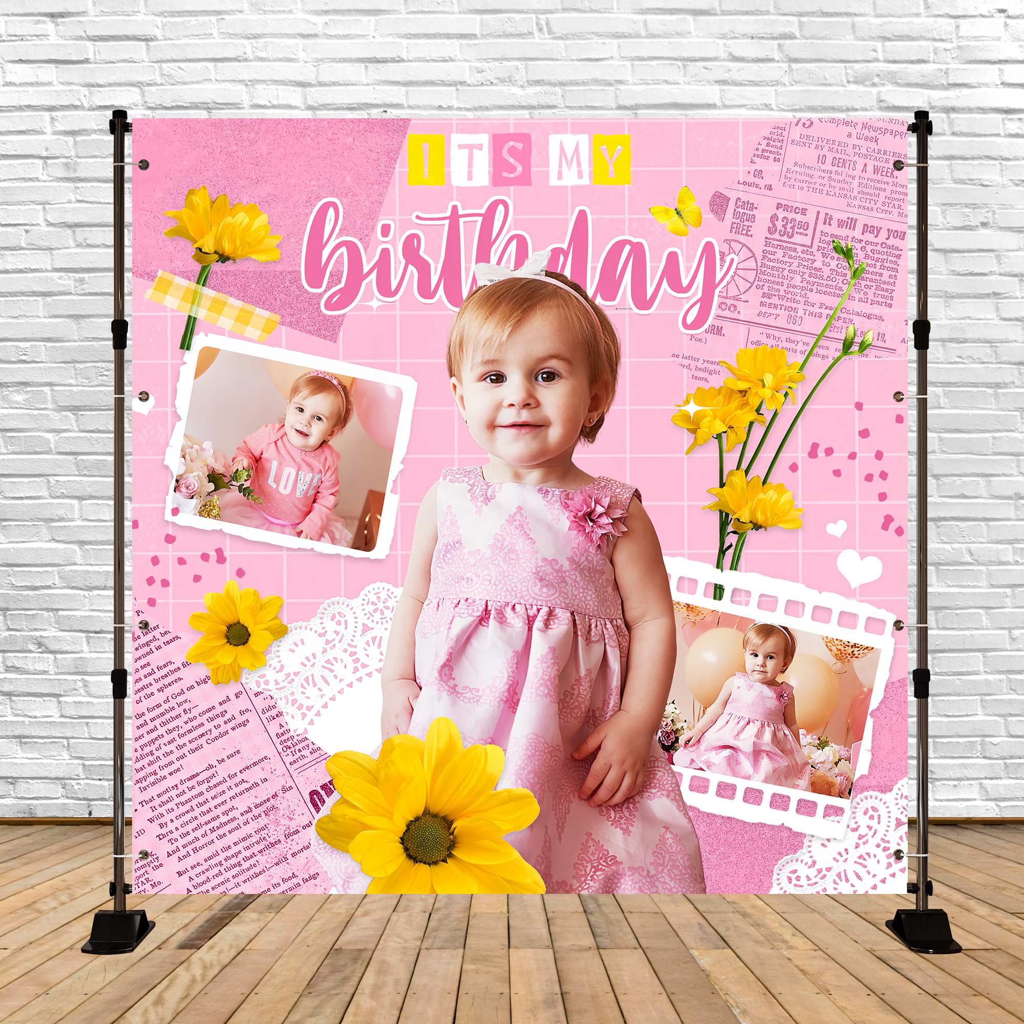 Hintergrund für Geburtstag Rosa Scrapbook Blume Personalisierte Hintergrund LXX5-104