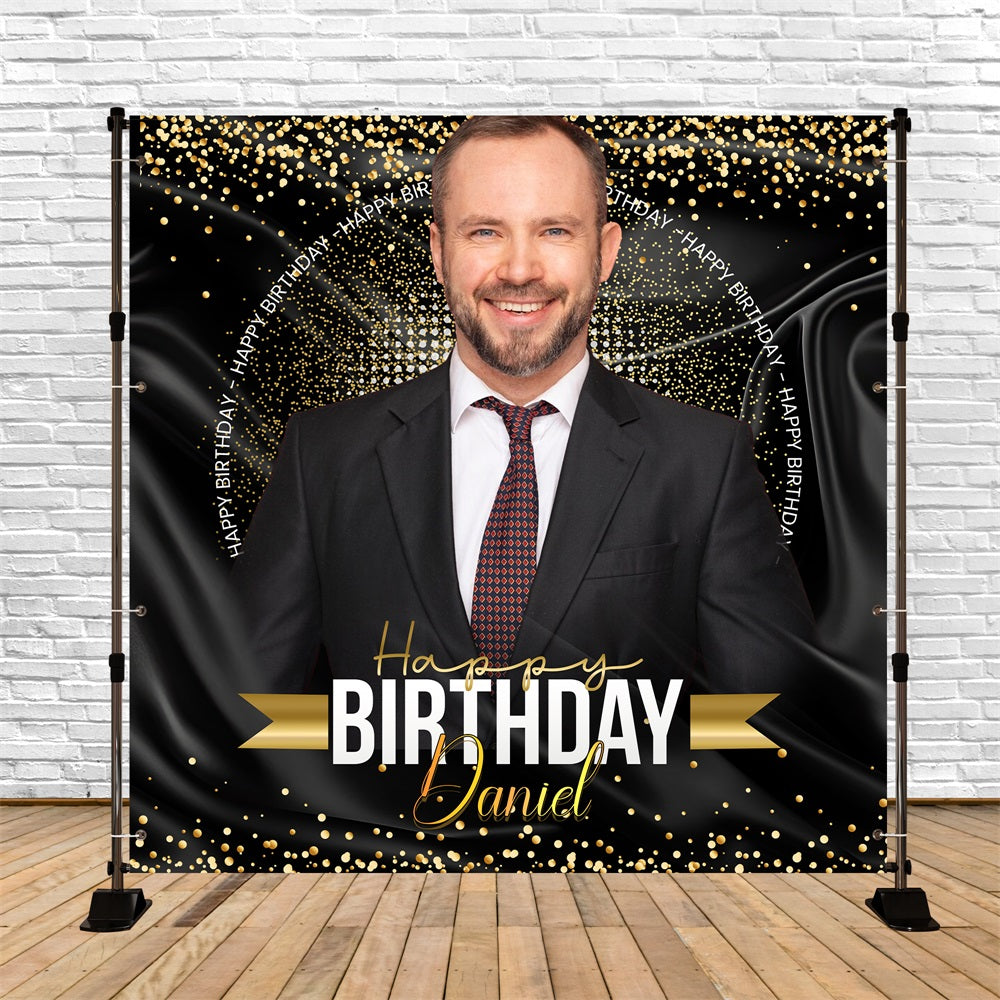 Schwarz und Gold Geburtstag Backdrop Sparkle Custom Backdrop LXX5-120
