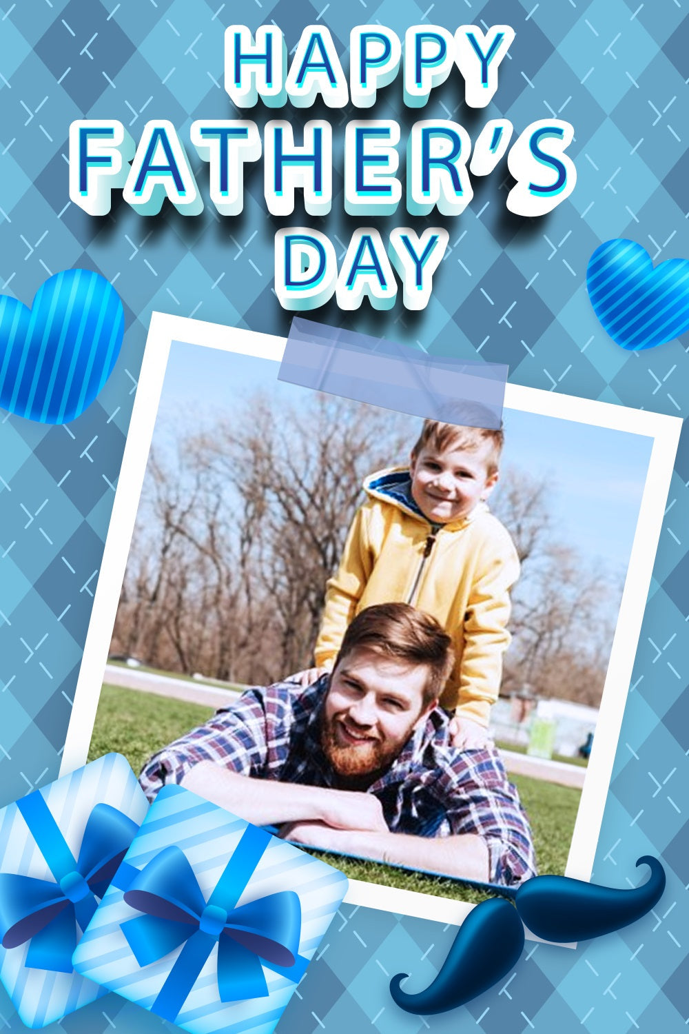 Vatertags-Hintergrundbilder Blau kariert Herz Geschenk Personalisierte Hintergrundbilder LXX5-13