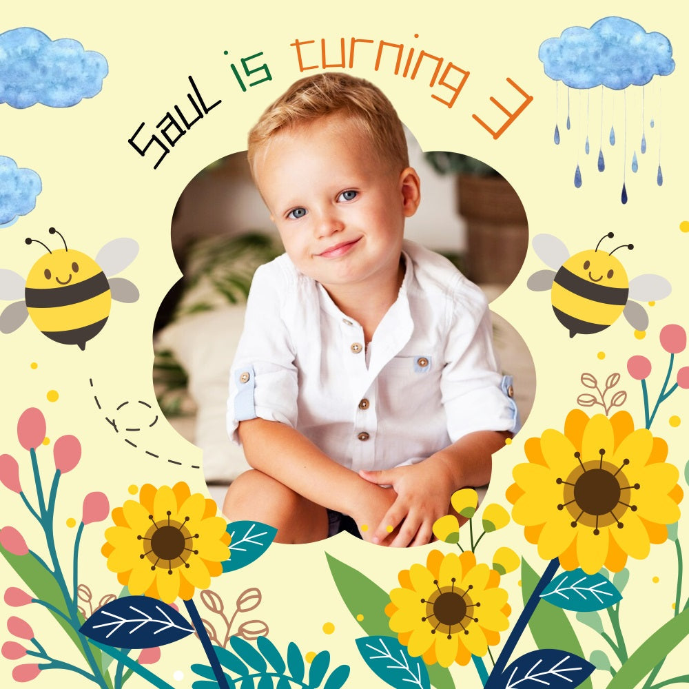 Geburtstag Party Backdrop 3. Bee Blooms Backdrop LXX5-130