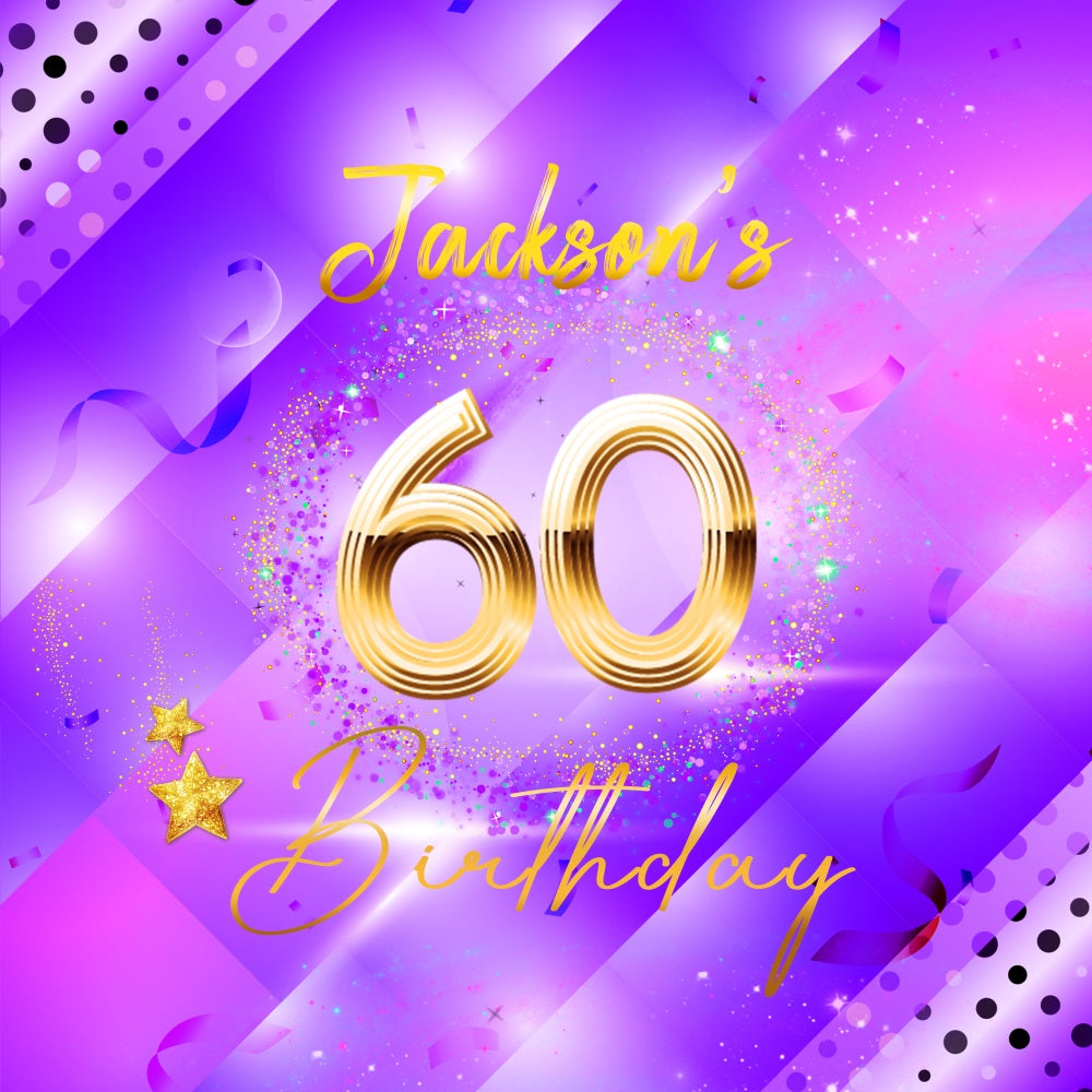 Happy 60th Birthday Backdrop Starry Schimmernde Personalisierte Hintergrund LXX5-140
