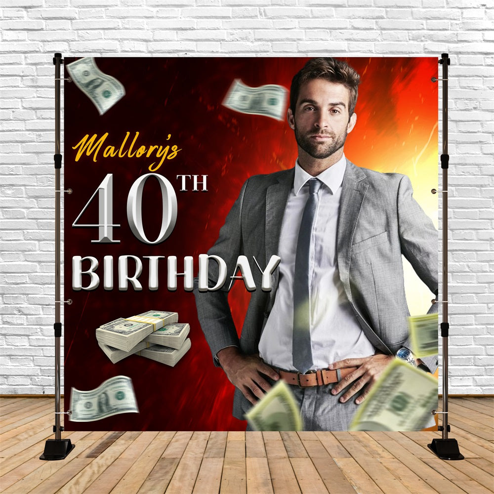 Personalisierte Hintergrund für Geburtstag Rot Glück 40. Hintergrund LXX5-146