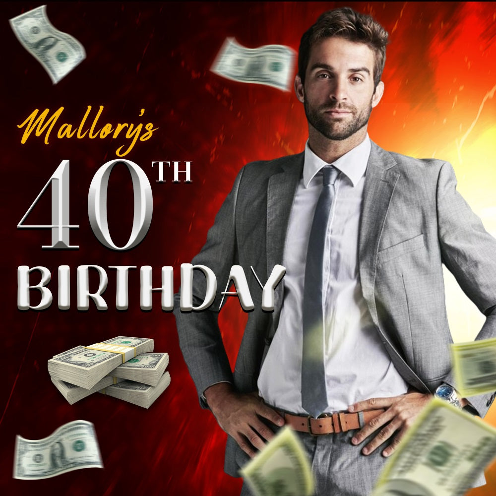 Personalisierte Hintergrund für Geburtstag Rot Glück 40. Hintergrund LXX5-146