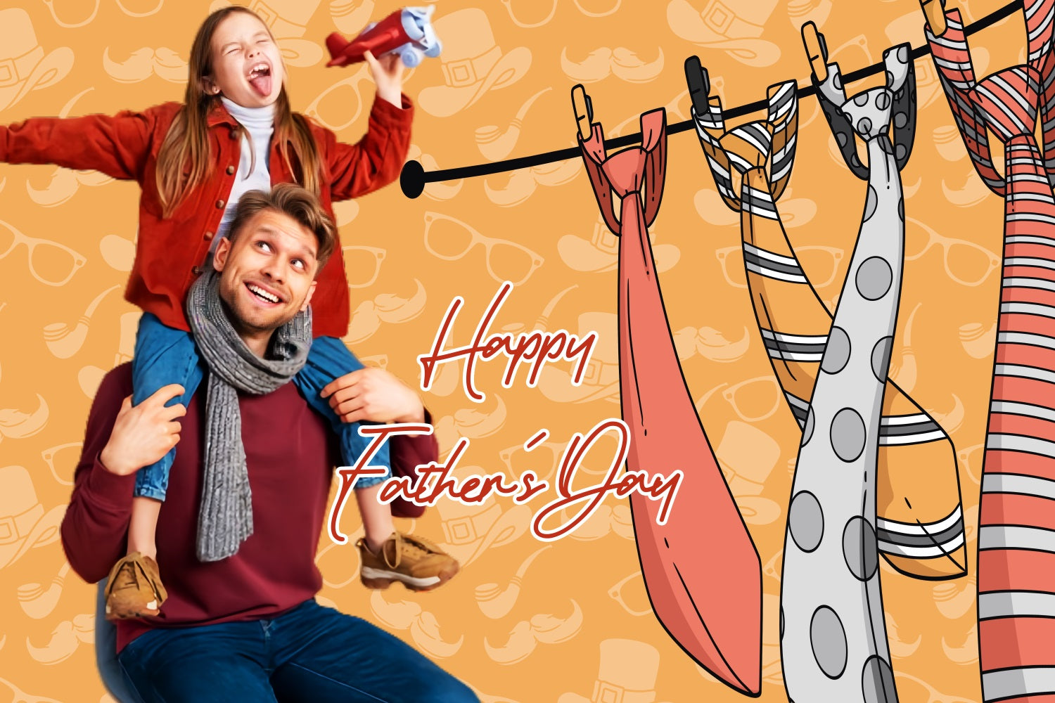 Vatertags-Fotokulisse Verspielte Cartoon-Krawatten Personalisierte Kulisse LXX5-15