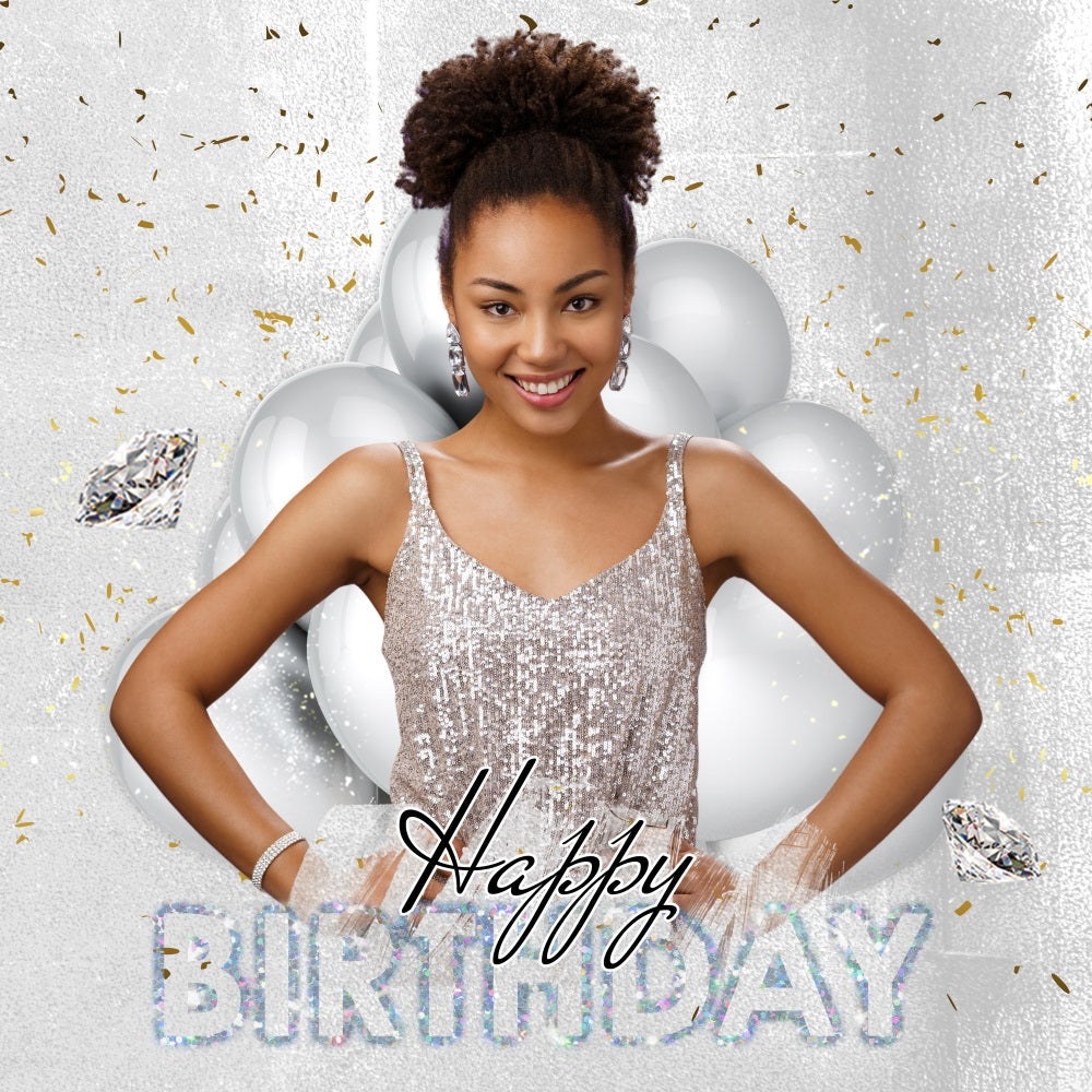 Geburtstag Fotoshooting Backdrop Sparkling Silver Celebration Individuelles Backdrop LXX5-151