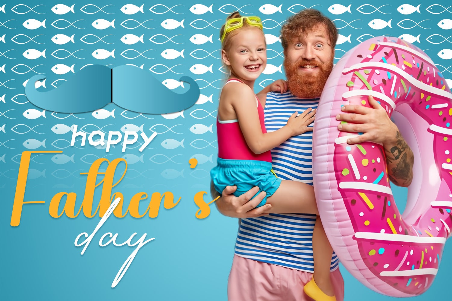 Vatertag Backdrops Blaues Meer Schwimmen Personalisierte Backdrops LXX5-17