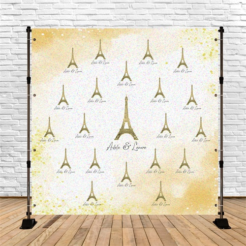 Hochzeit Fotokulissen Goldener Eiffelturm Hintergrund LXX5-174