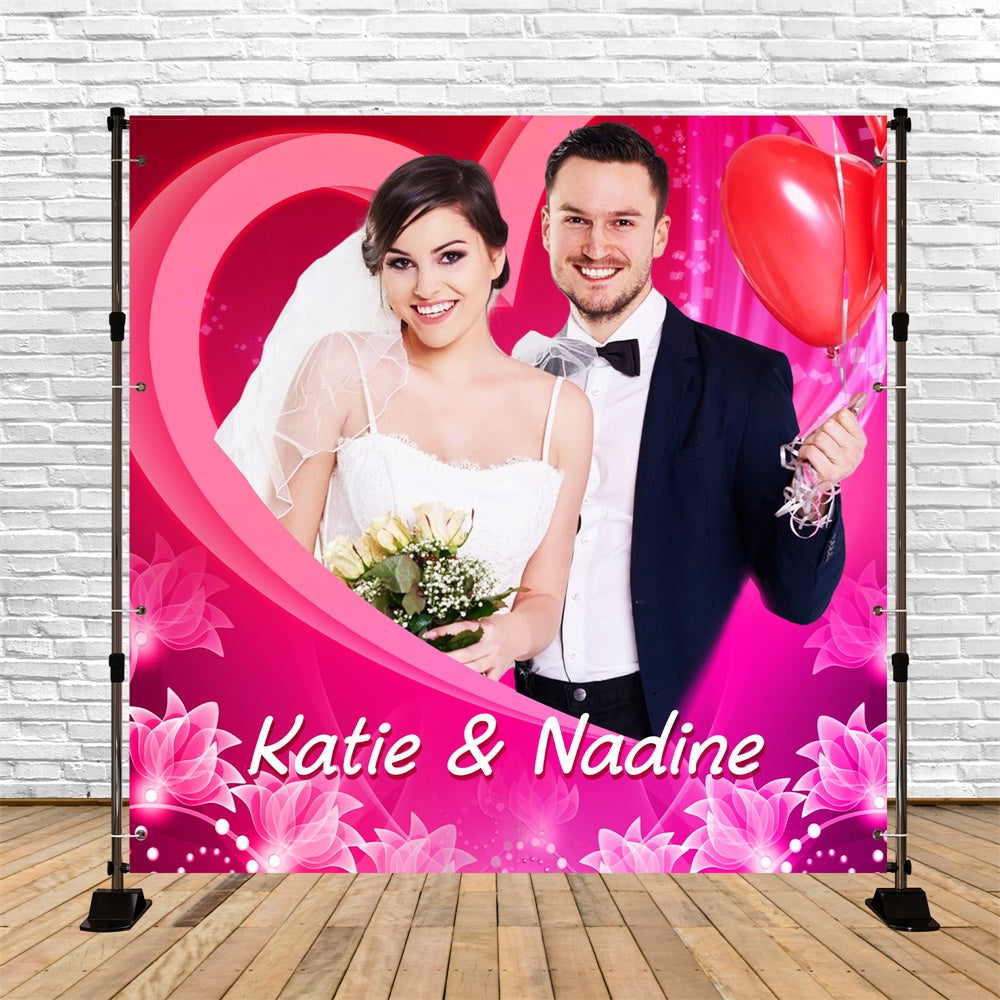 Hochzeit Fotokulisse Elegant Rosa Glitter Personalisierte Kulisse LXX5-186