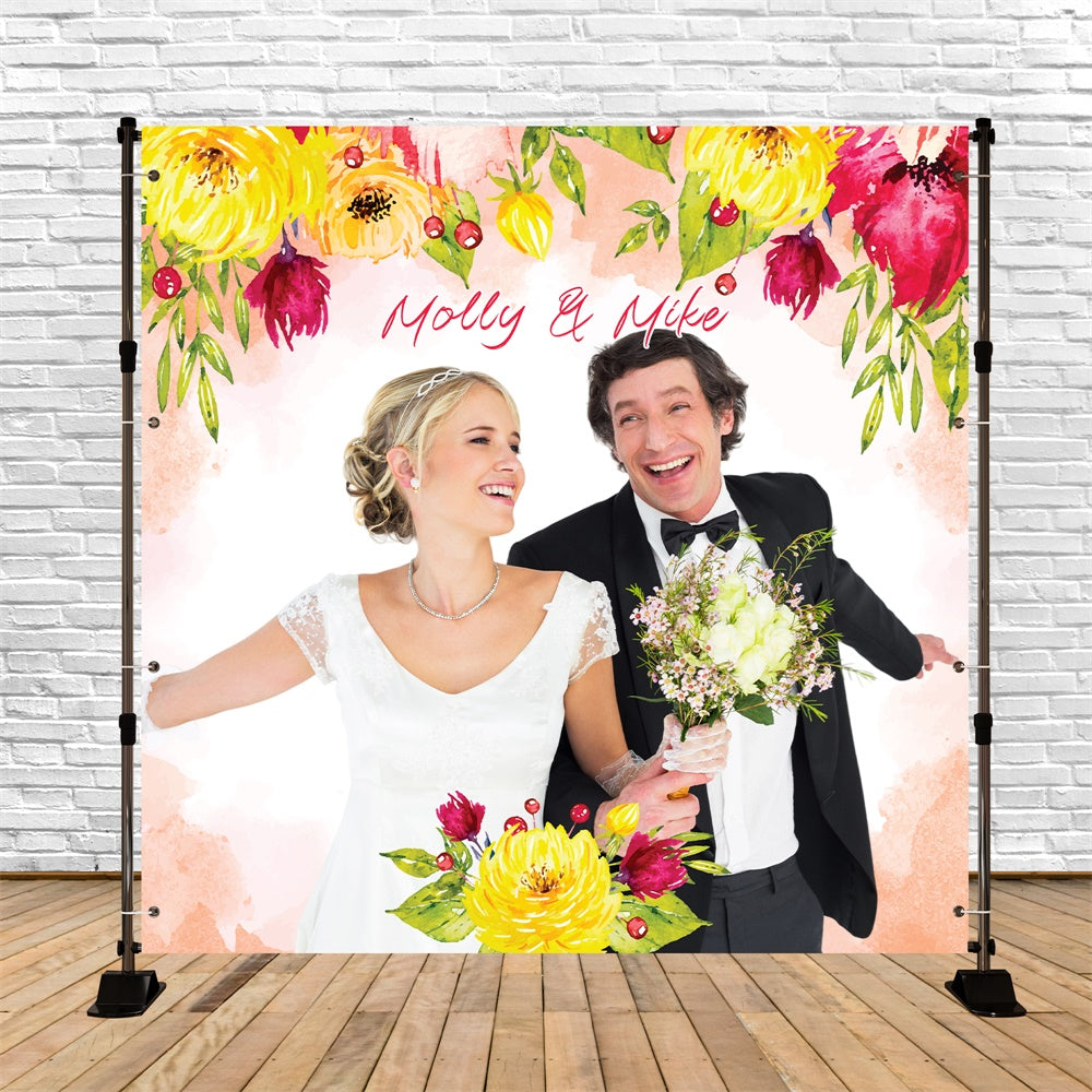 Brauthintergrund Champagner Gelbe Blüten Personalisierte Kulisse LXX5-189