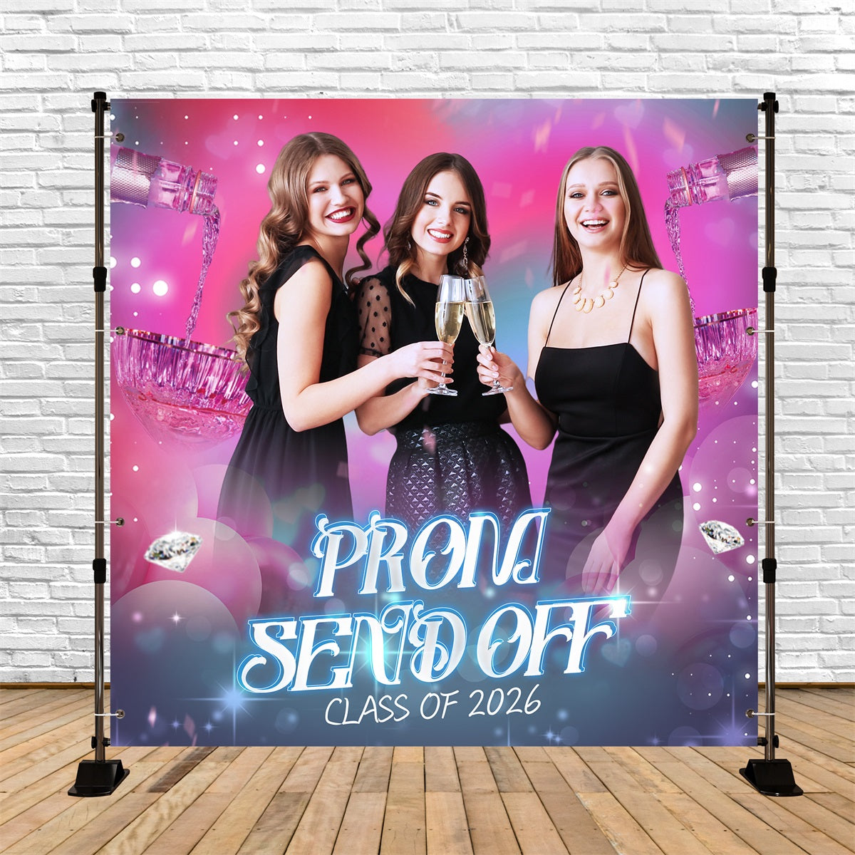 Prom Backdrop Ideen Urban Disco Champagner Personalisierte Party Graduation Backdrop LXX5-214