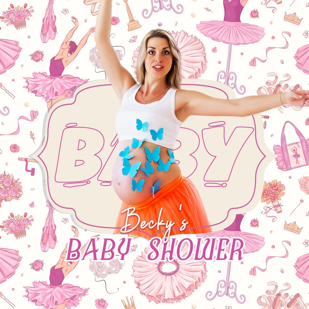 Baby-Dusche-Hintergrund Ideen rosa Ballett Grace personalisierte Hintergrund LXX5-237