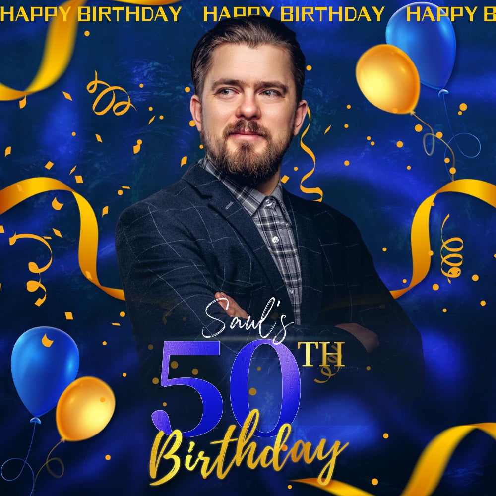 50. Geburtstag Fotokulisse Royal Ballon Personalisierte Kulisse LXX5-93