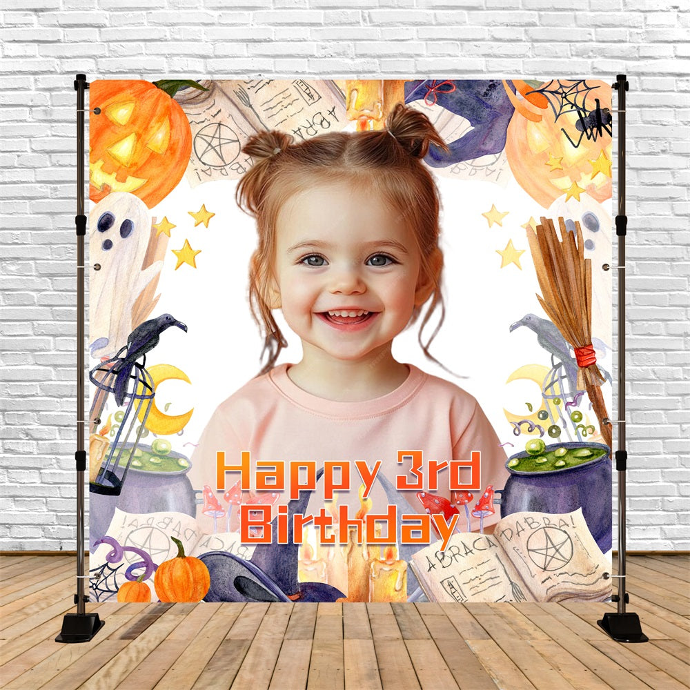 Halloween Geburtstag Backdrop Hexe Thema 3. Personalisierte Backdrop LXX5-95