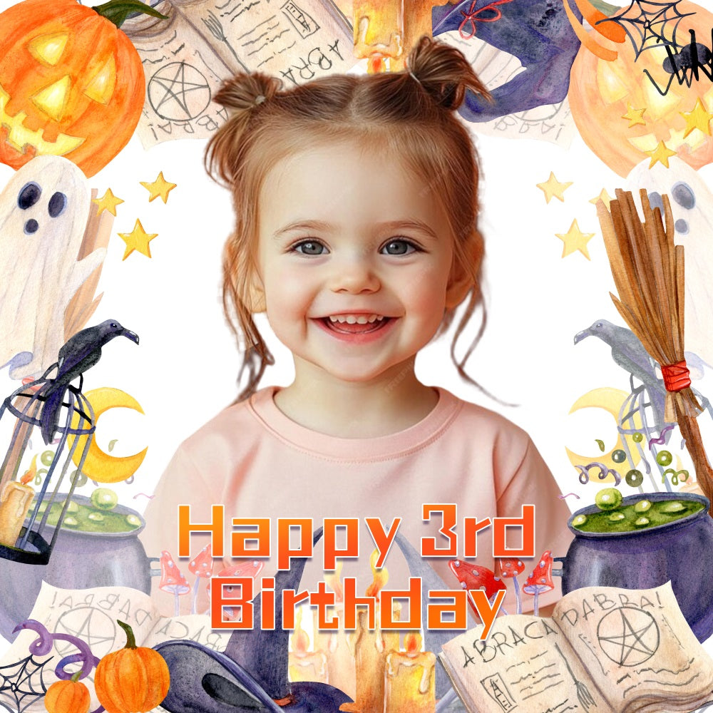 Halloween Geburtstag Backdrop Hexe Thema 3. Personalisierte Backdrop LXX5-95