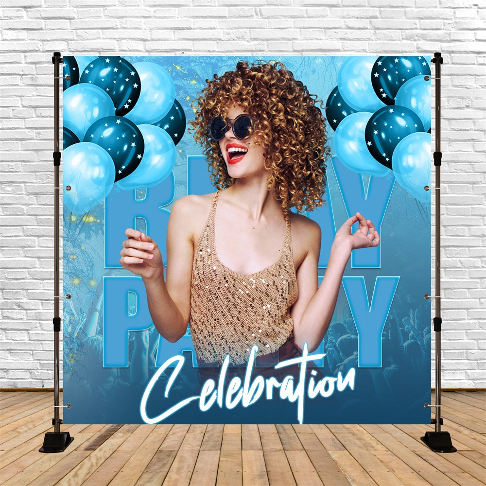 Custom Birthday Backdrop Blauer Ballon Glow Backdrop LXX5-98