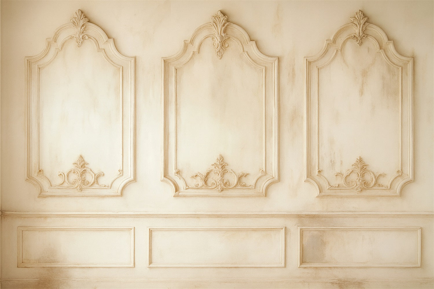 Vintage-Wandhintergrund Klassische elfenbeinfarbene verzierte Paneele Viktorianischer Hintergrund LXX510-105