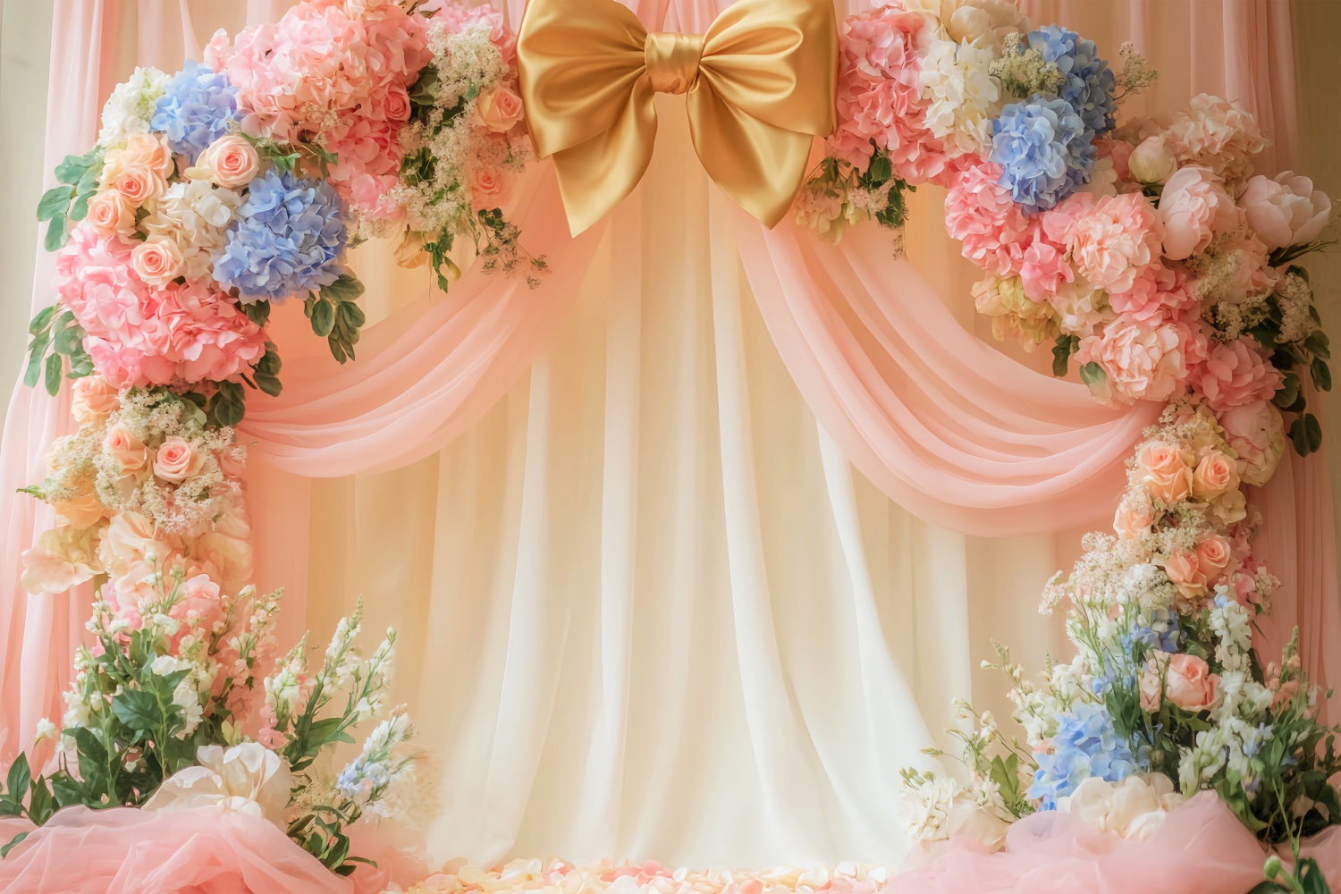 Rosa Schleifen-Hintergrund Pastel Bloom Bow Arch Victorian Photo Backdrop LXX510-113