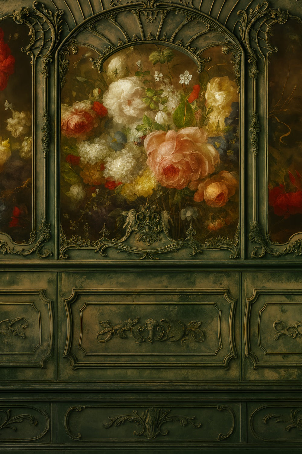 Viktorianischer Hintergrund Antike Blumenpaneele Vintage-Wandhintergrund LXX510-125