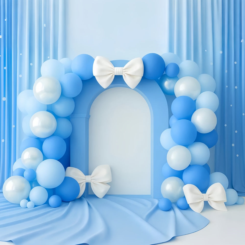 Bogen-Hintergrund mit blauem Ballonbogen, Eleganz und Kuchen-Hintergrund LXX510-149