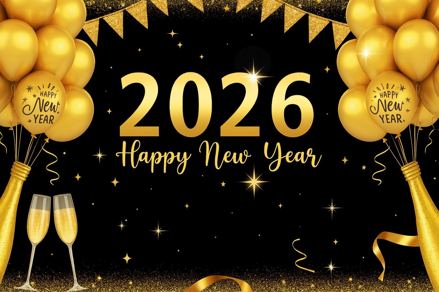 2026 Neujahr Hintergrund Goldballons Party Feier Neujahr Hintergrund LXX510-16