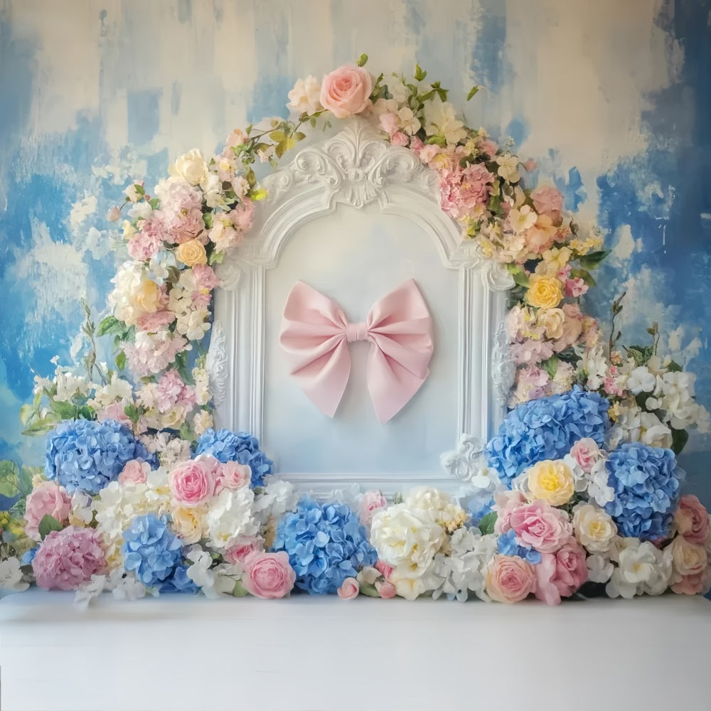 Hintergrund mit rosa Schleifen Rosa Schleifen Blumenrahmen Blumenhintergrund LXX510-164