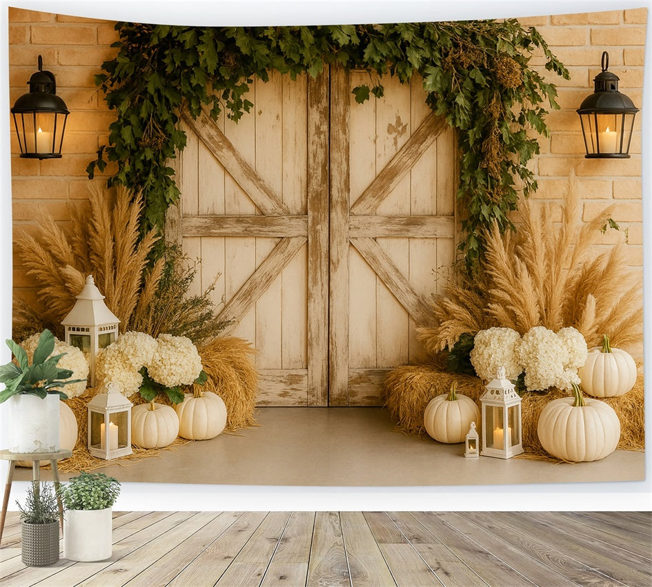Kürbis-Hintergrund Neutrale Pampas Eleganter Eingang Thanksgiving-Fotohintergründe LXX510-28