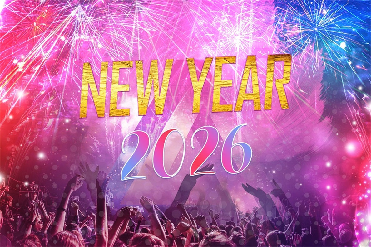 Neujahr Hintergrund Lebendige Feuerwerke Party Menschenmenge Frohes Neues Jahr Hintergrund LXX510-3