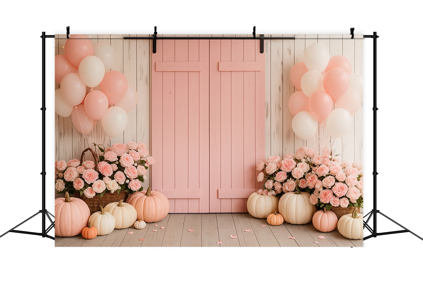 Bauernhof-Hintergrund Rosa Scheune Blumige Freude Thanksgiving-Fotohintergründe LXX510-46