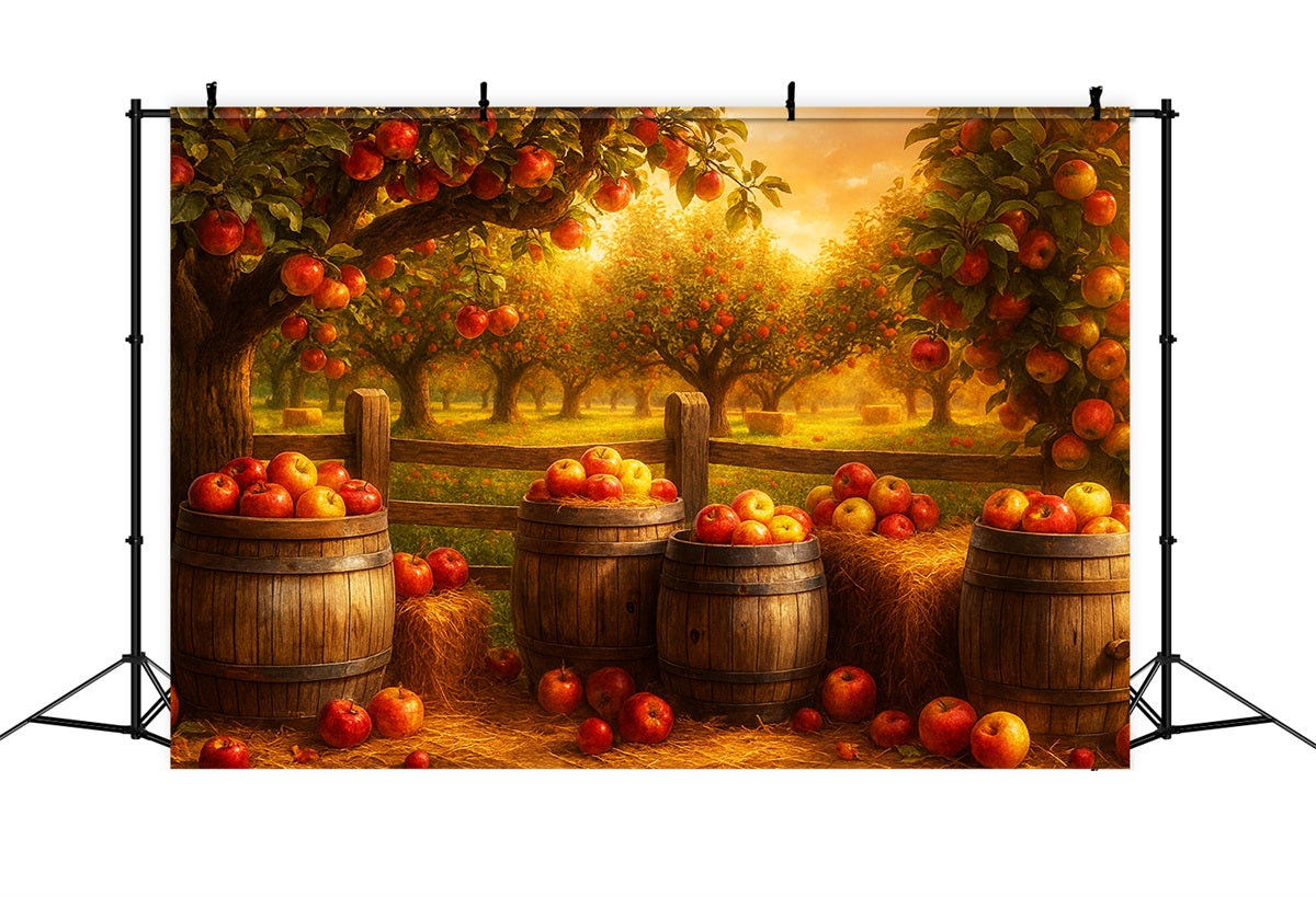 Bauernhof-Hintergrund Apfelplantage Goldene Ernte Thanksgiving-Hintergründe LXX510-50