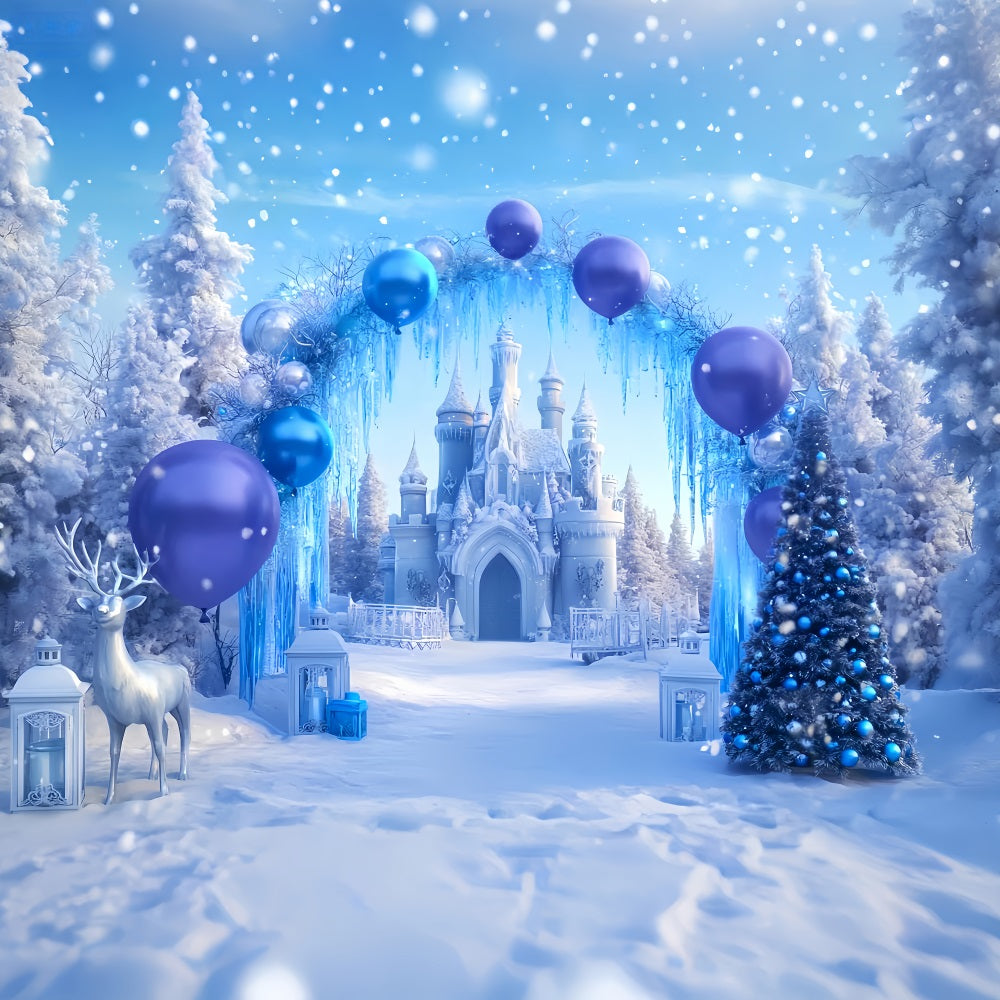 Winterwunderlandkulisse Blaues Schloss Ballon Wunderland Winterkulissen LXX510-69