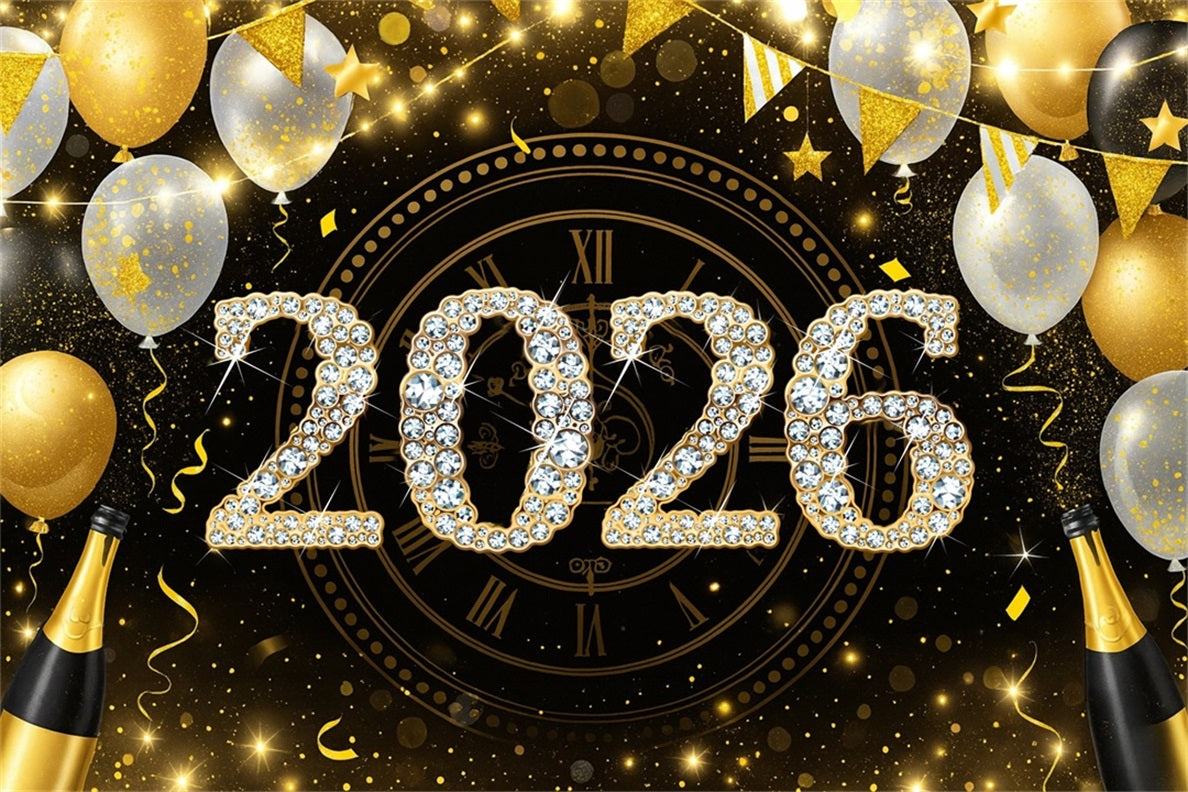 2026 Neujahrs-Hintergrund Luftballons Mitternachts-Countdown Frohes Neues Jahr-Hintergrund LXX510-8