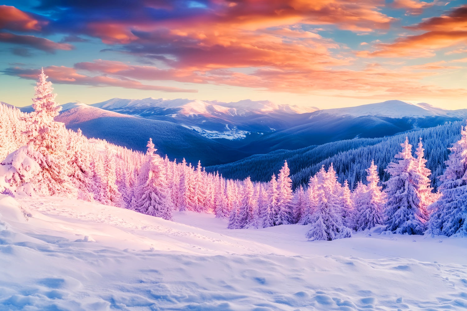 Winterberg-Hintergrund Goldene Gipfel Frosttal Winterhintergründe LXX510-93