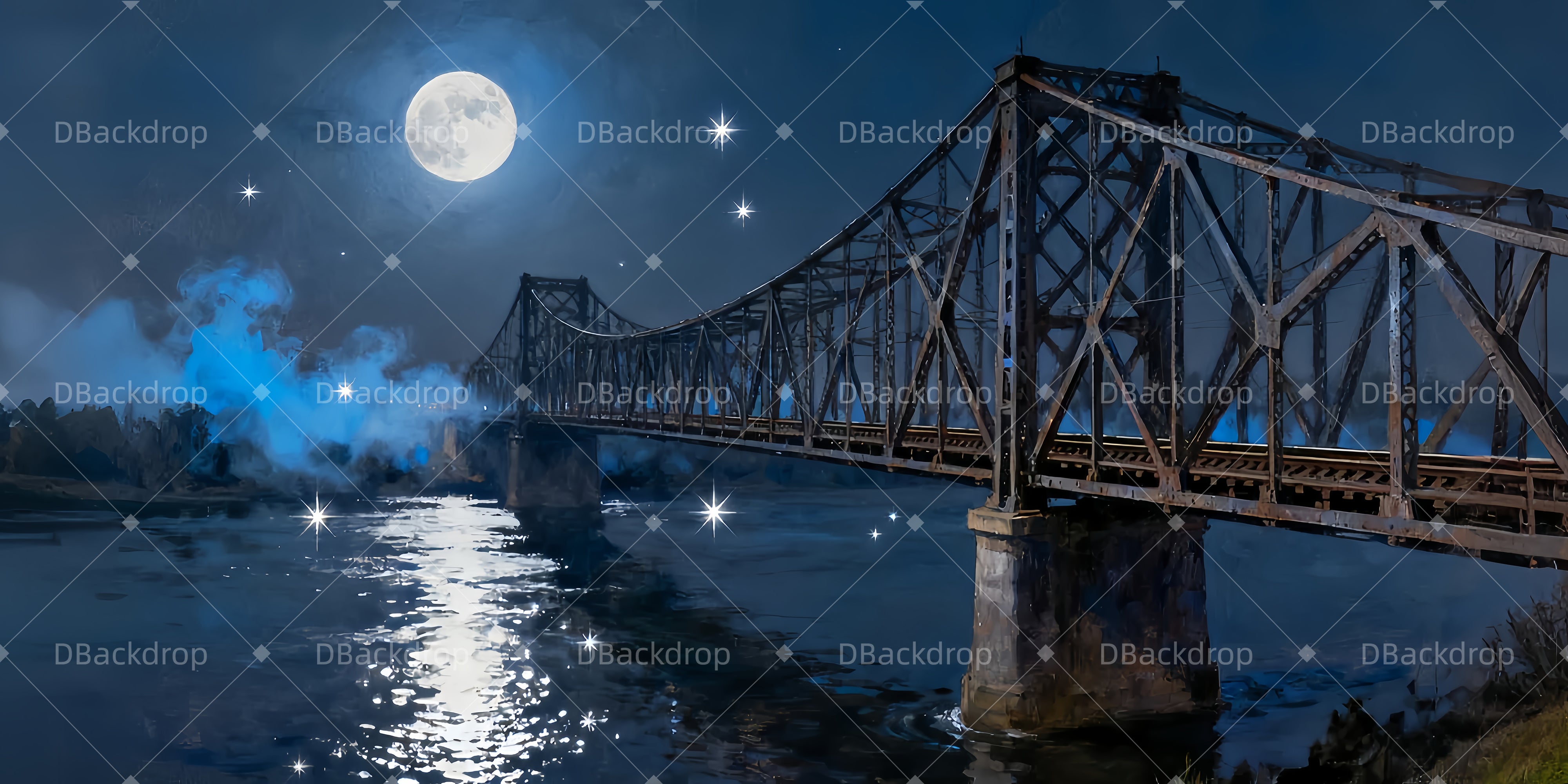 Bühne Theatervorhang Eisenbahnbrücke Theaterwand LXX510-T11