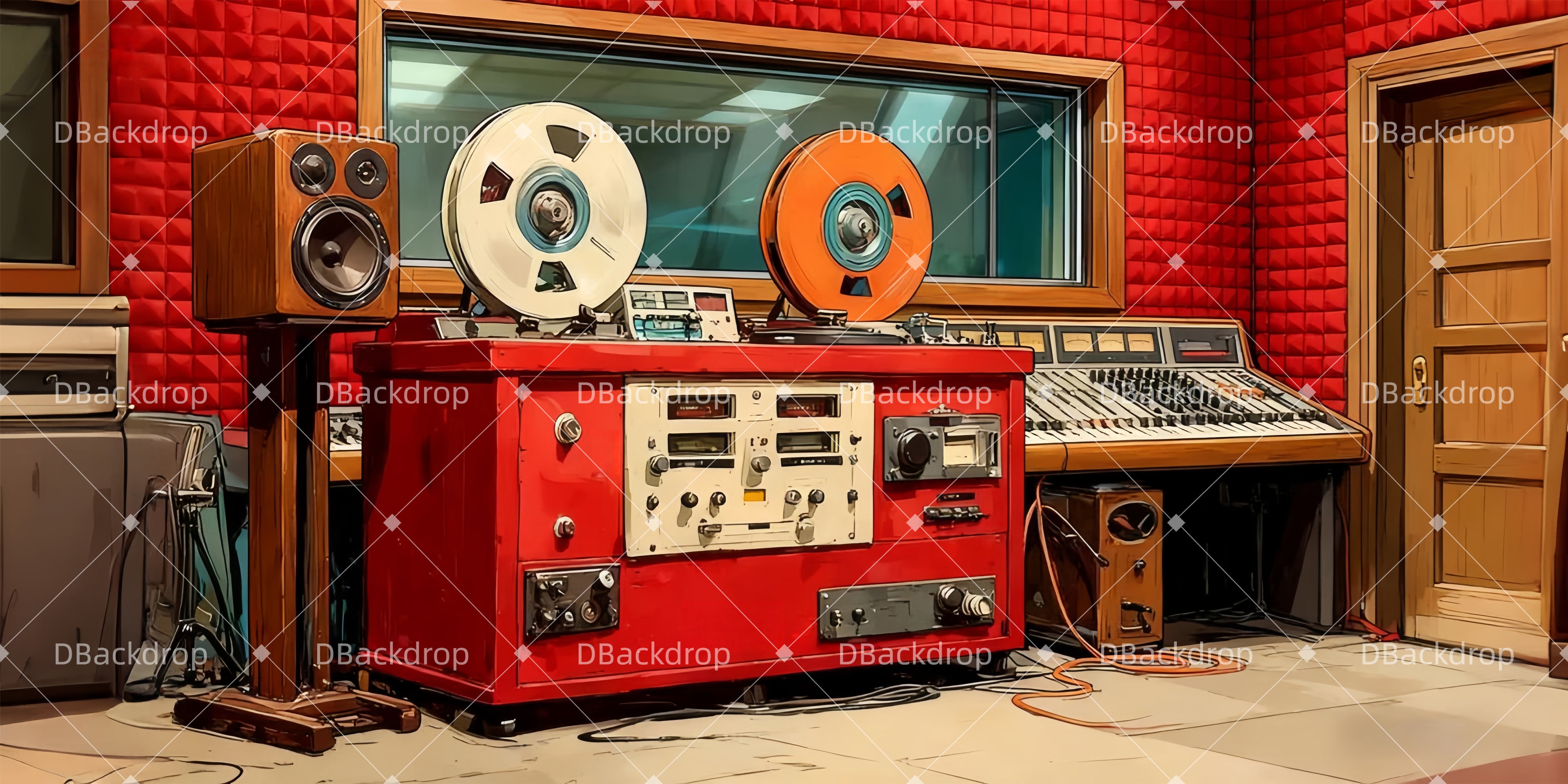 Bühne Theatervorhang Retro-Musikstudio Theatervorhang samt LXX510-T48