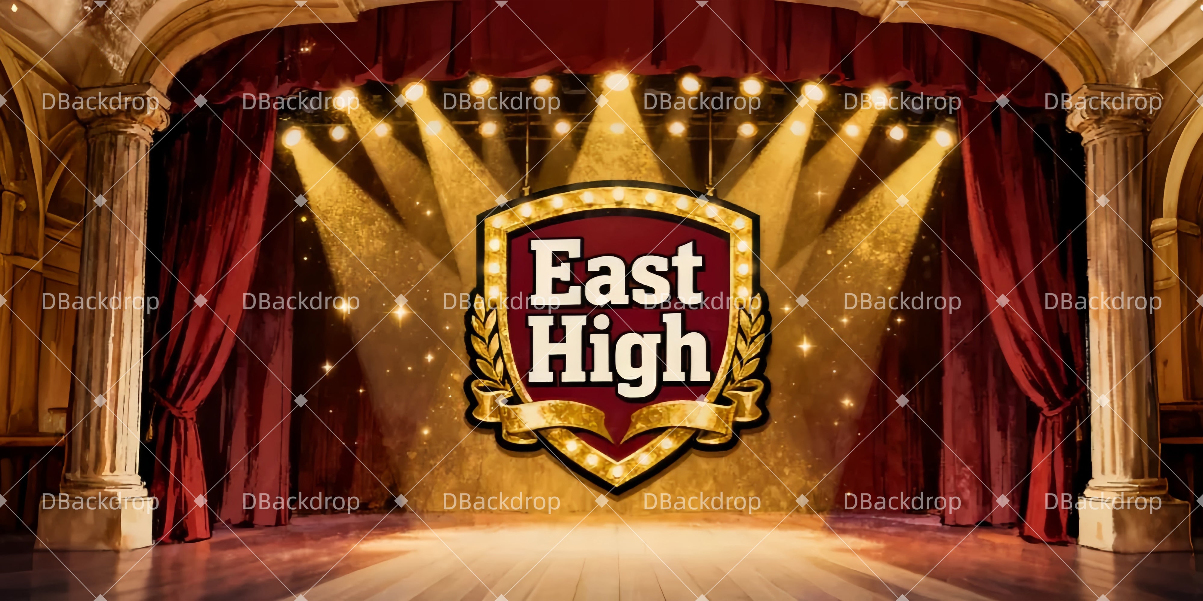 Theater Vorhang bild Schul-Emblem-Vorhang Backdrop Theater LXX510-T52