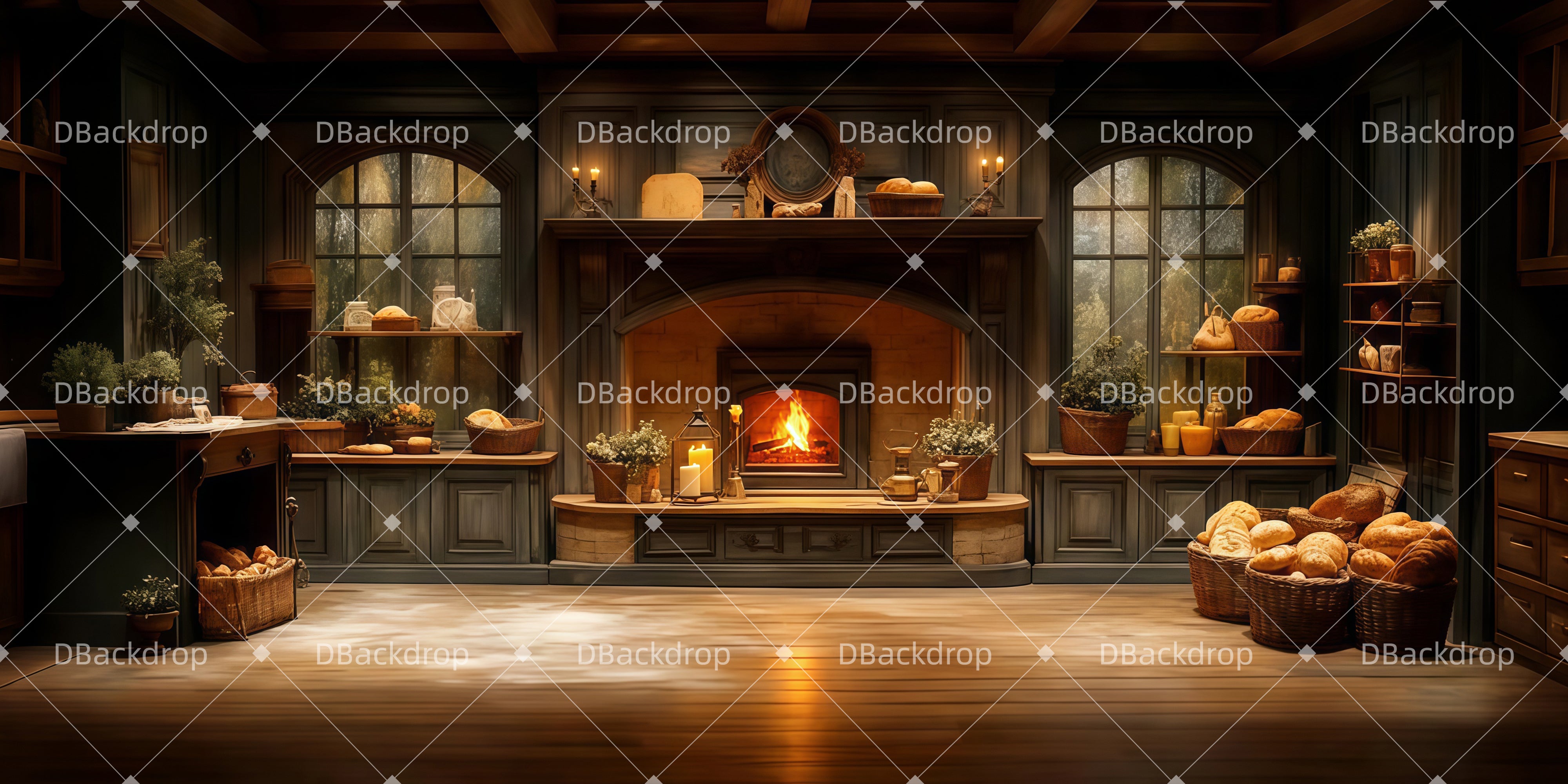 Theater Vorhang bild Gemütliche Bäckerei Backdrop Theater LXX510-T54