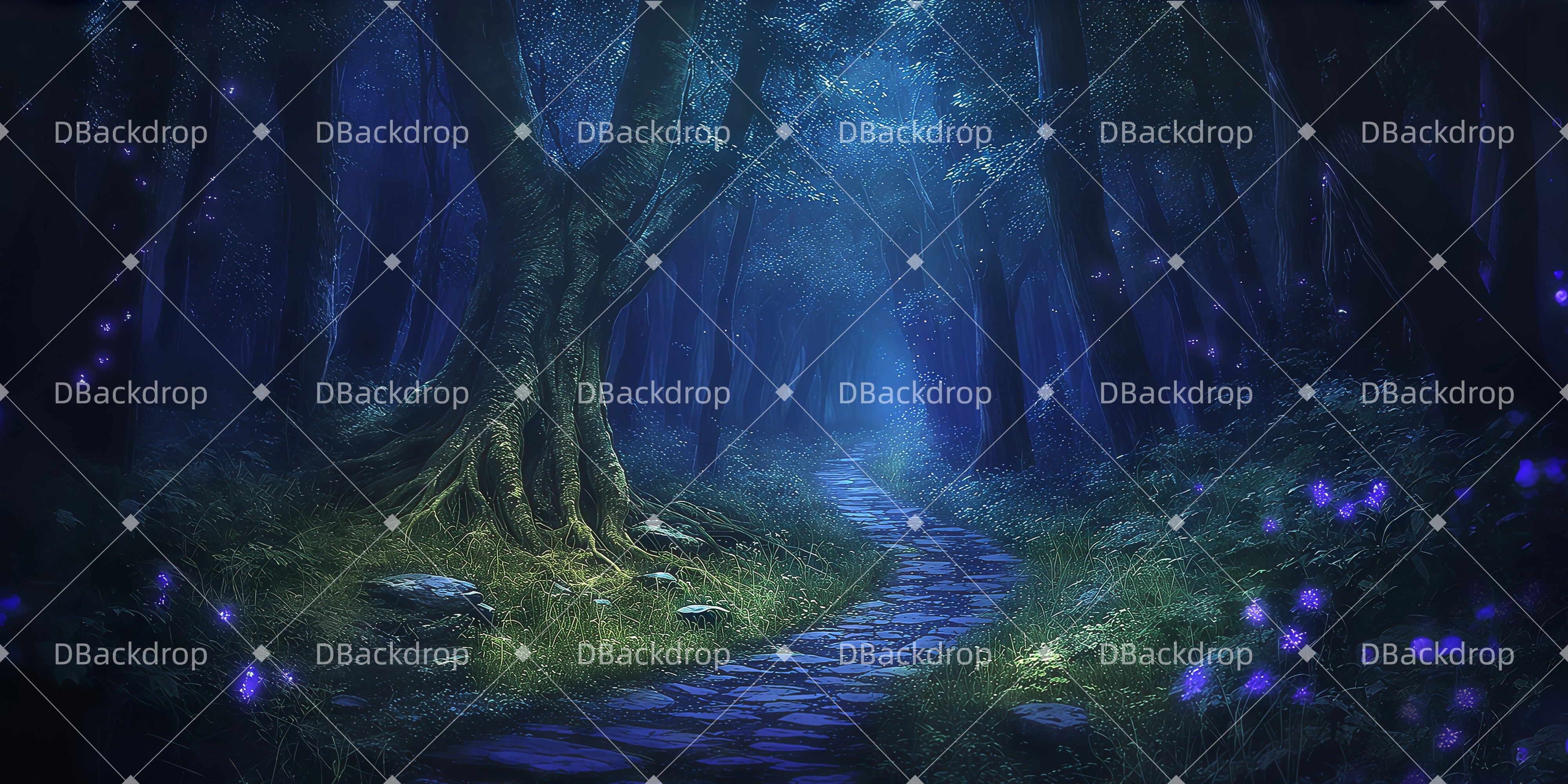 Theatervorhang offen Der verzauberte Waldweg Bühnenhintergrund beim Theater LXX511-T130