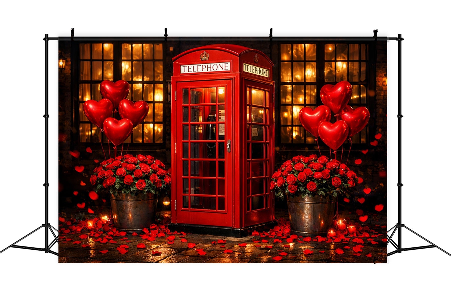 Herz-Ballon-Hintergrund Rote Telefonzelle Rote Rosen Hintergrund LXX512-101