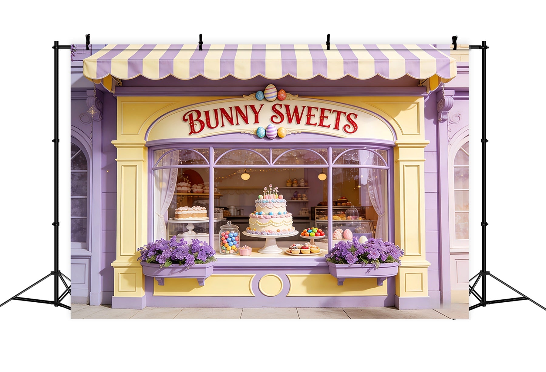 Osterei Hintergrund Hase Süßigkeiten Kuchen Fenster Frohe Ostern Hintergrund LXX512-109