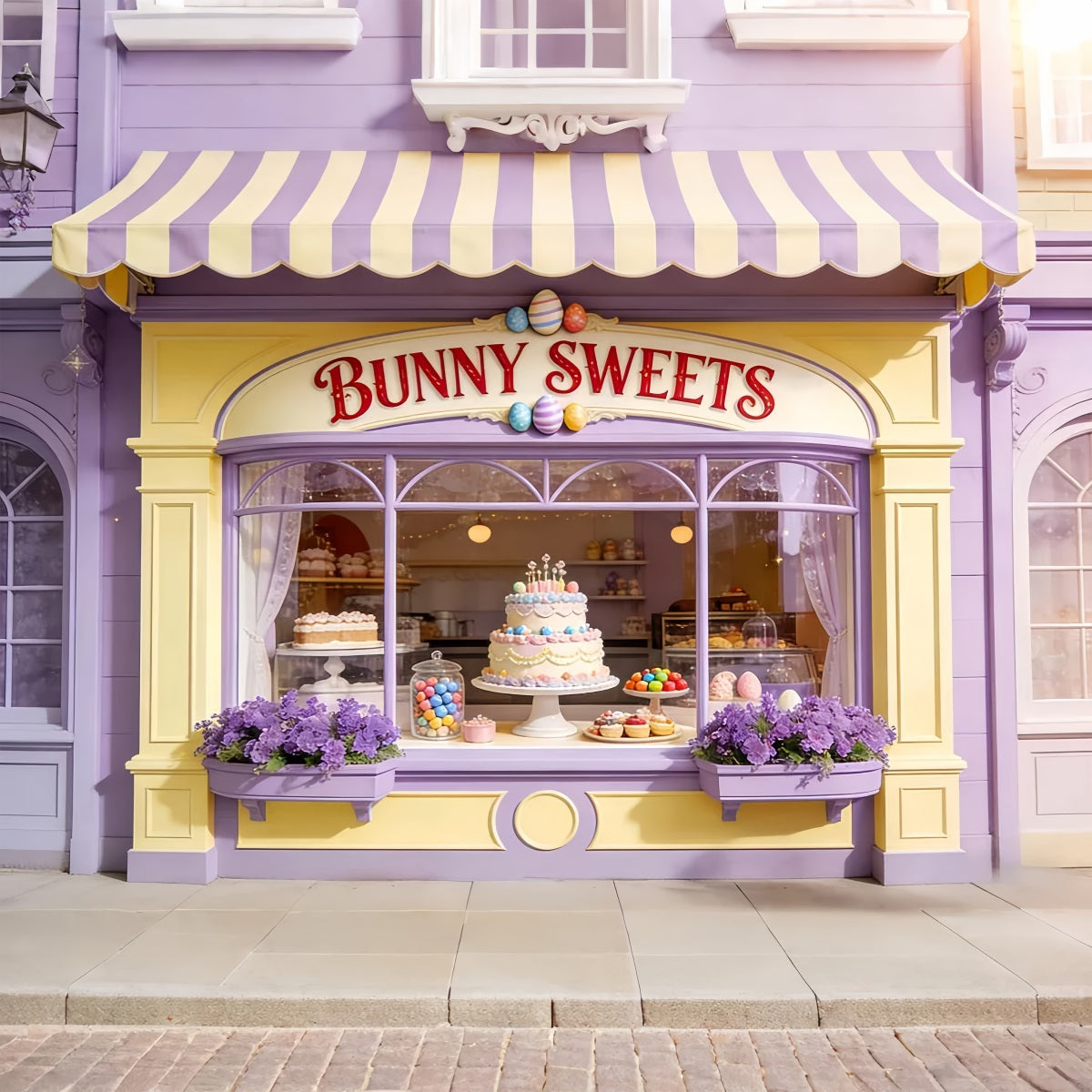 Osterei Hintergrund Hase Süßigkeiten Kuchen Fenster Frohe Ostern Hintergrund LXX512-109