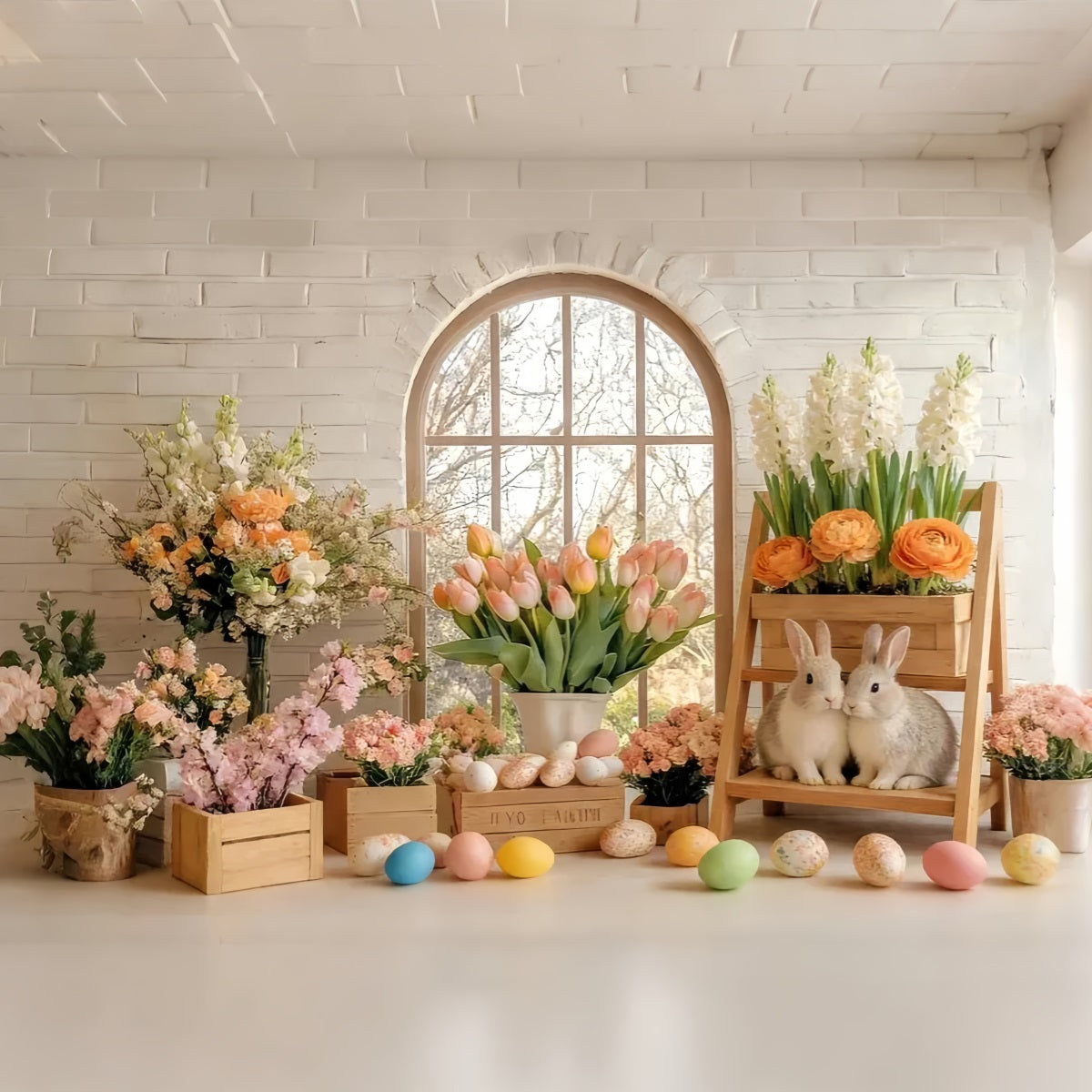 Tulpen Hintergrund Sonniger Frühling Hase Blumen Studio Peter Rabbit Hintergrund LXX512-113