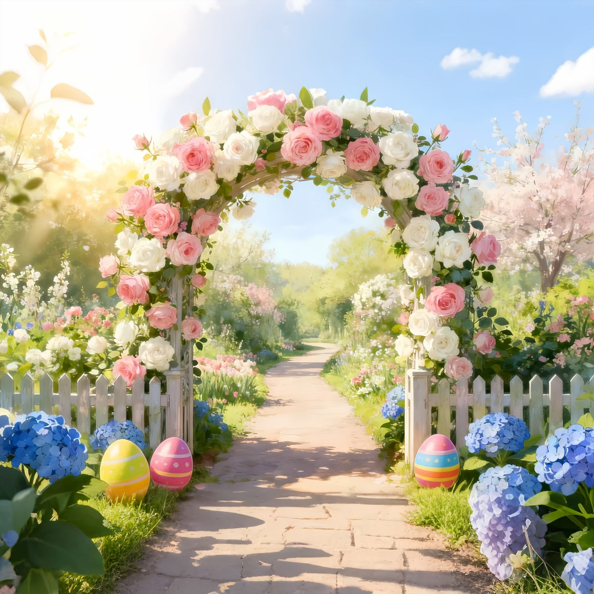 Ideen für Oster-Hintergründe Rosenbogen-Weg Osterblumen-Hintergrund LXX512-116