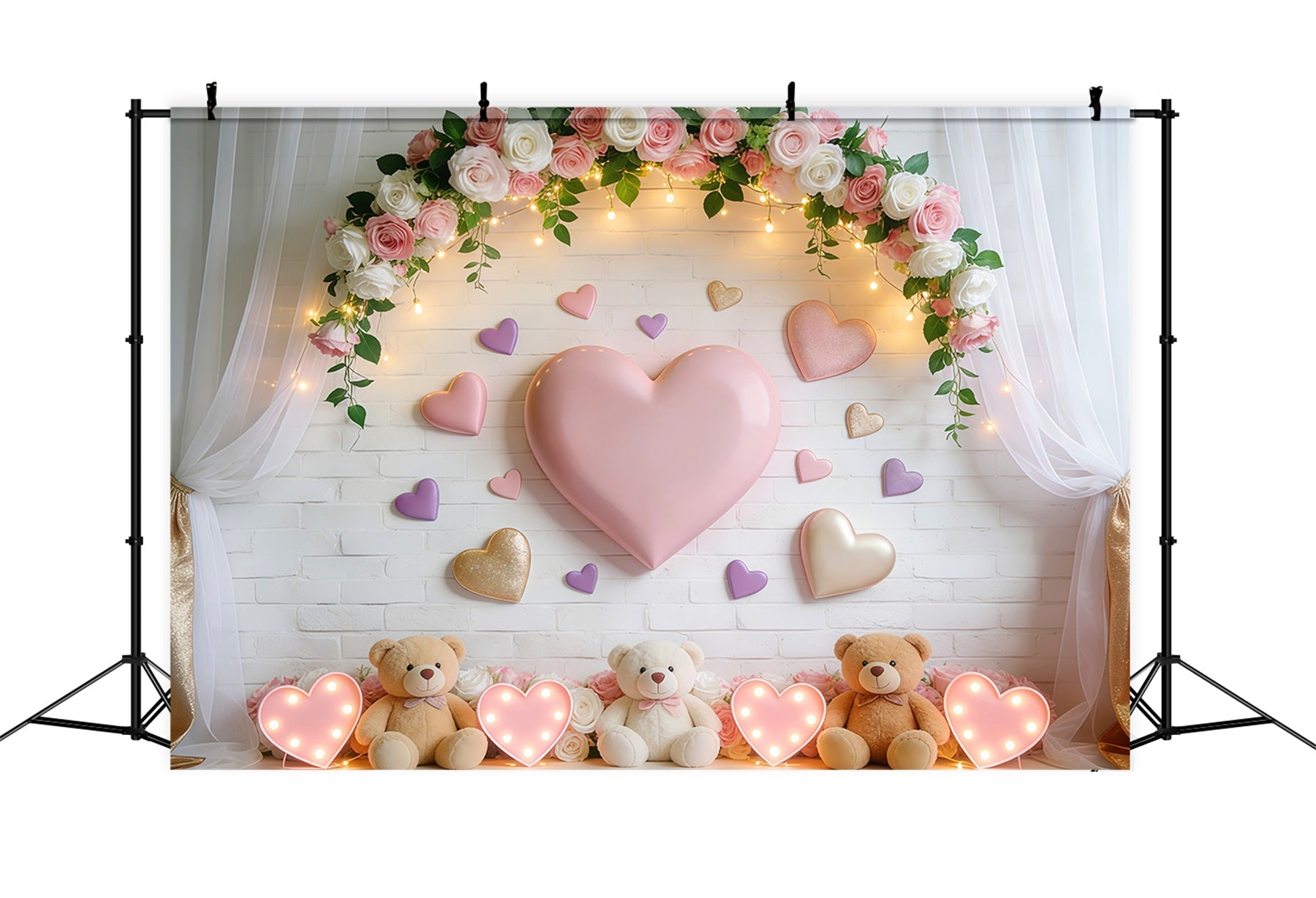 Liebeshintergründe Süßes Herz Teddybär Leuchtender romantischer Hintergrund LXX512-145