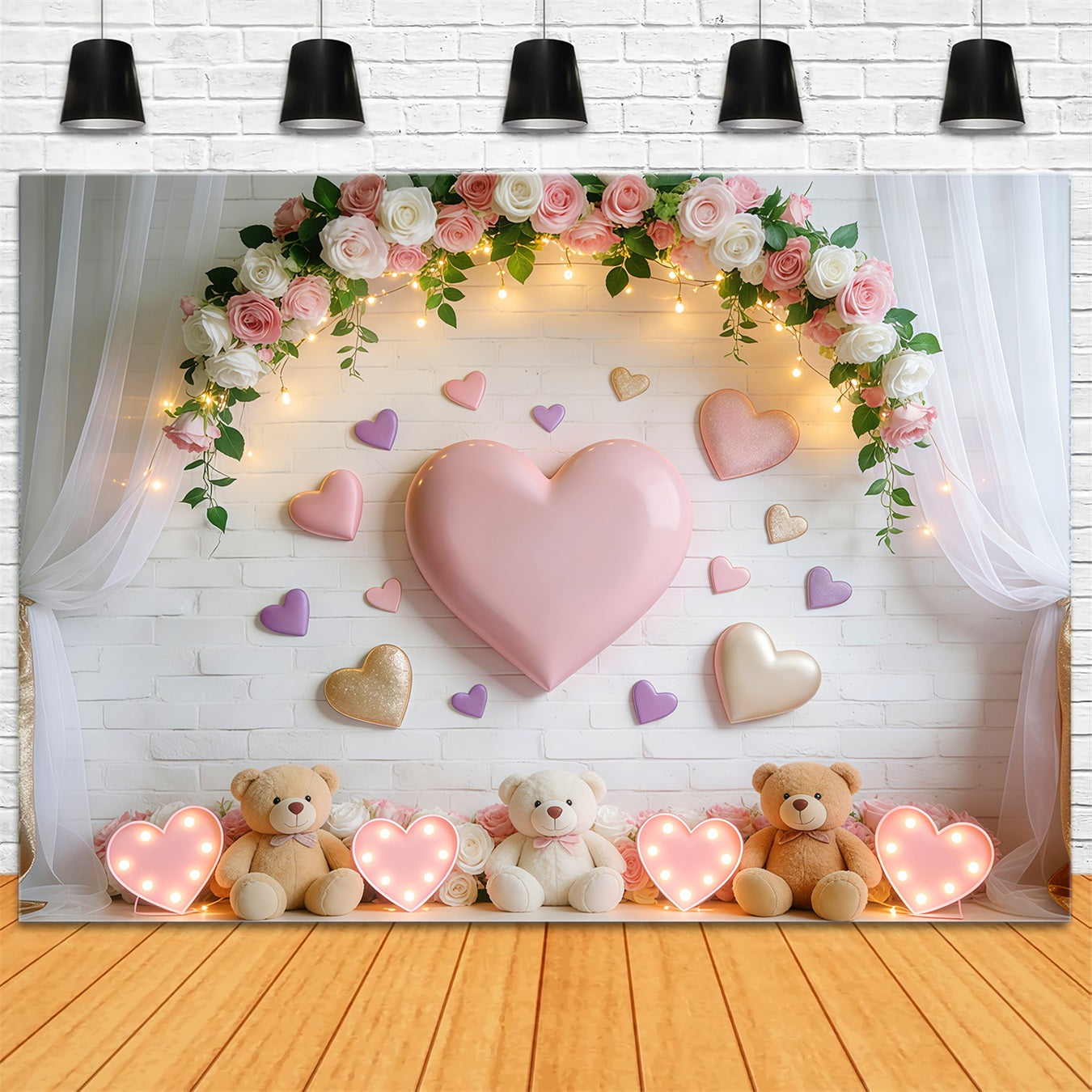 Liebeshintergründe Süßes Herz Teddybär Leuchtender romantischer Hintergrund LXX512-145