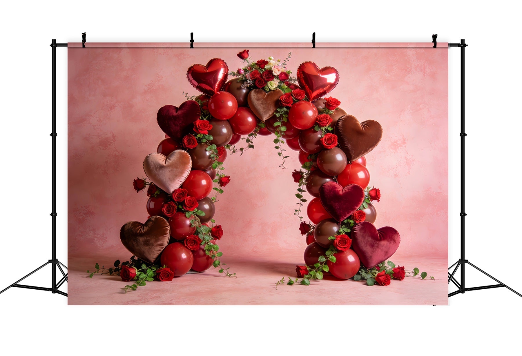 Liebeshintergründe Rosen-Herzballon Eleganter Blumenbogen Valentinstag-Hintergrund LXX512-162